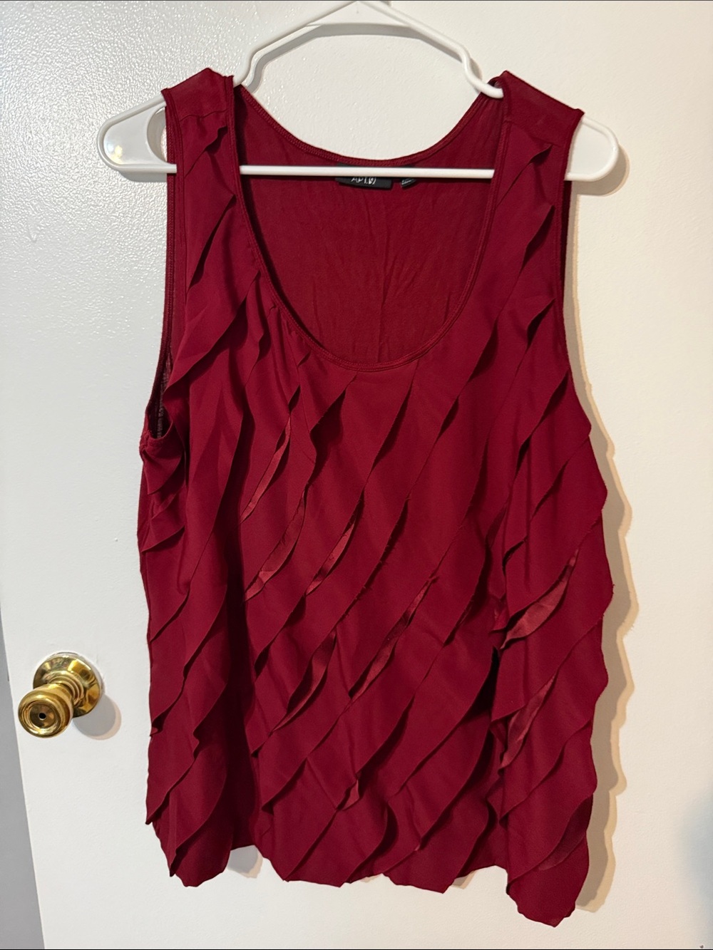 Apt. 9 Ruffled Sleeveless Tank - Burgundy